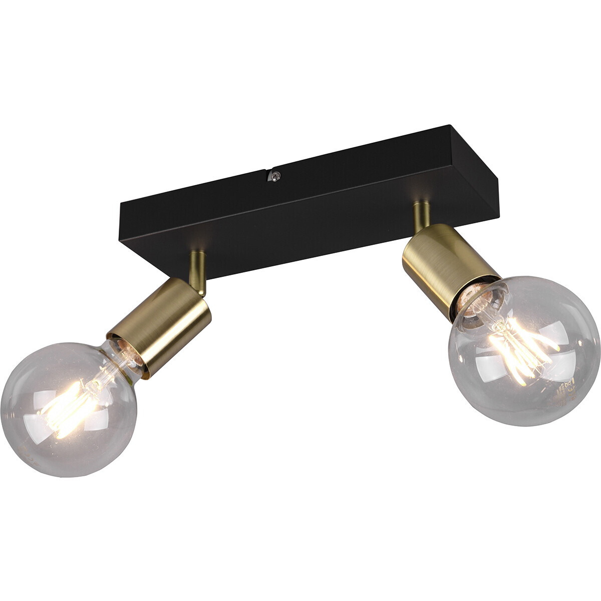 BES LED LED Plafondspot - Trion Zuncka - E27 Fitting - 2-lichts - Rechthoek - Mat Zwart/Goud - Aluminium