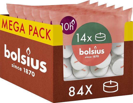 Bolsius - 84 Maxi Waxinelichtjes - Wit - 10 uur brandtijd
