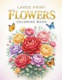 Large Print Flowers: A Large Print Floral Coloring Book for Adults with Easy-to-Color Botanical Designs