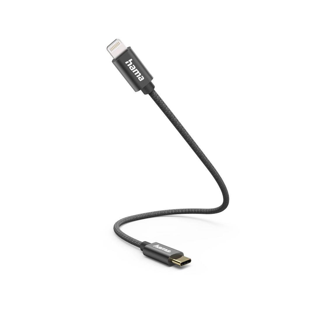Hama Lightning naar USB-C Kabel - 0.2m - Zwart