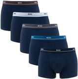 HUGO BOSS Essential trunks (5-pack) - heren boxers kort - donkerblauw met gekleurde tailleband