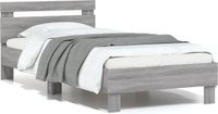 vidaXL Bedframe met hoofdeinde, bewerkt hout, grijs sonoma, 90x200 cm