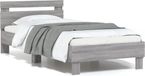 vidaXL Bedframe met hoofdeinde, bewerkt hout, grijs sonoma, 90x200 cm