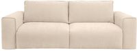 Vente-unique Driezitsslaapbank express in beige stof - Slaapbreedte 140 cm matras 16 cm POGLO