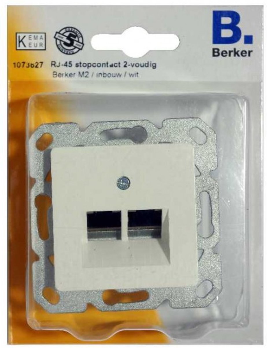 Berker M2 RJ-45 stopcontact 2-voudig, inbouw WIT