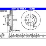 ATE Lot De 2 Disques De Frein 24.0126-0155.1 Kia 51712-2f100