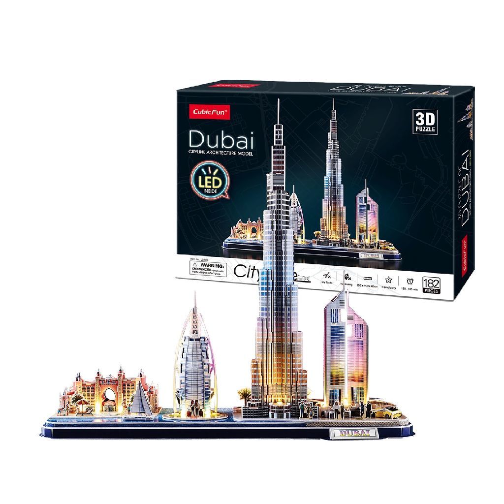 Van der Meulen 3D Puzzel City Line Dubai LED - 182 Stukjes - 10+