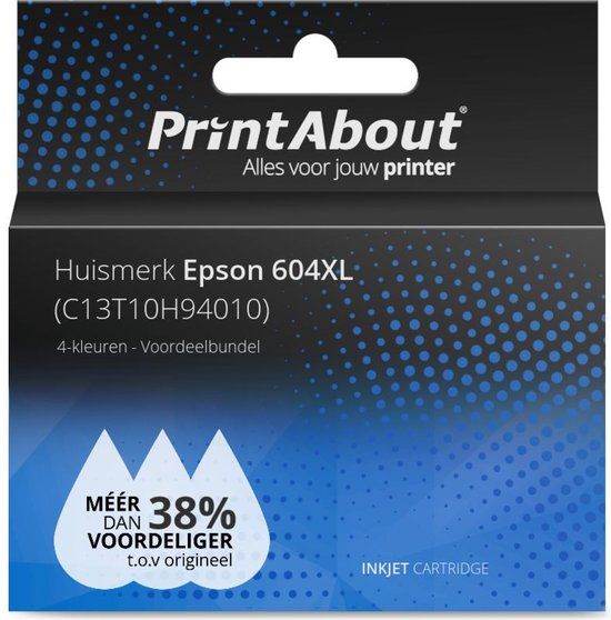 PrintAbout 604XL Compatible Ink Cartridge 4-Pack for Epson Printers (High Yield)