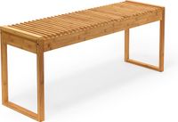 Merkloos Relaxdays halbank bamboe, stabiel, 3-4 personen, HxBxD ca. 47 x 120 x 33 cm, terras, balkon, zitbank, natuurlijke kleur