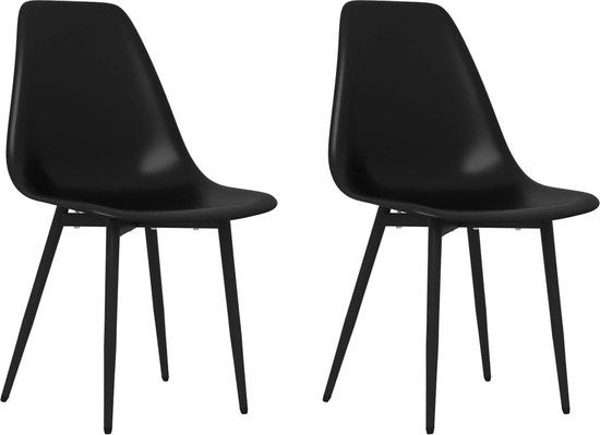 vidaXL Eetkamerstoelen - 2 stuks - PP - Zwart