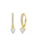Lucardi Dames Zilveren goldplated oorring met hanger hart met zirkonia