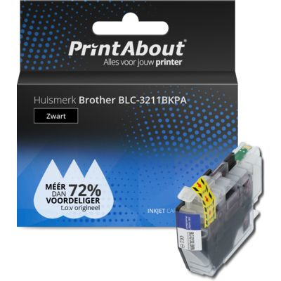 PrintAbout Huismerk Brother LC-3211BK Inktcartridge Zwart Hoge capaciteit