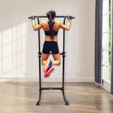 Power Tower - Station de dips - Réglable en hauteur - Pour l'entraînement de force - Multifonctionnel : convient aux dips, tractions, pompes et exercices abdominaux - Construction en acier stable - Noir