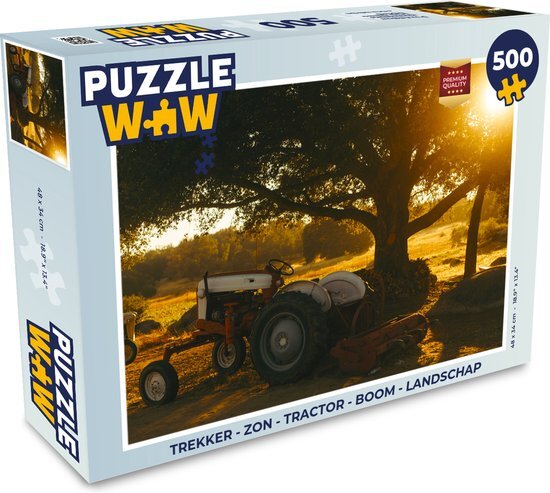 MuchoWow Puzzel Trekker - Zon - Tractor - Boom - Landschap - Legpuzzel - Puzzel 500 stukjes - Sinterklaas cadeautjes - Sinterklaas voor grote kinderen