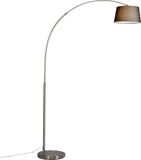 QAZQA Arc Basic - Modern Steel Arc Floor Lamp - 170cm - Dimmable