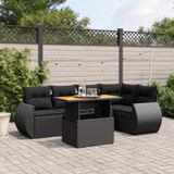 Maison Exclusive - Ensemble de meubles de jardin 6 pièces avec canapé et coussins, noir, en polyrotin