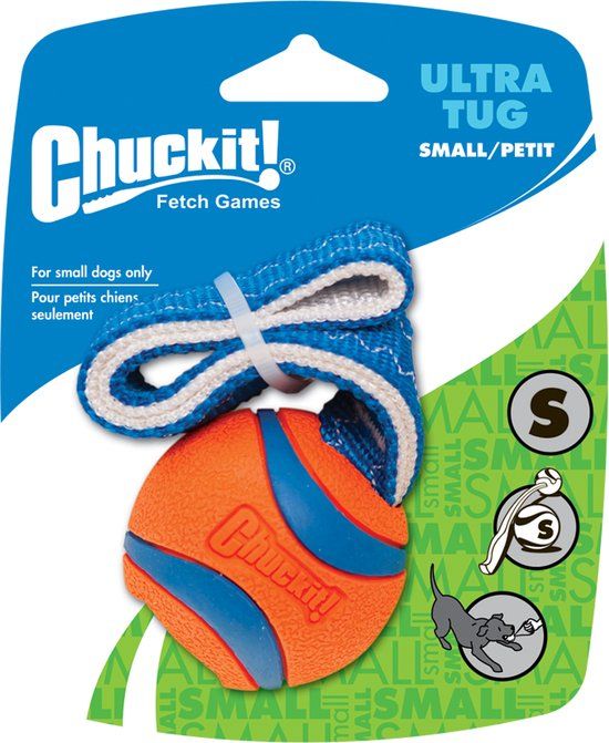 Chuckit Ultra Tug - Honden apporteerspeelgoed - Honden bal Small ø5cm - Oranje/Blauw