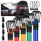 ROCKET STRAPS Bungeekoorden, premium zwaar belastbare bungeekoorden met karabijnhaken voor buitengebruik, assortiment bungeekoorden inclusief spanbanden, balbungees, 4 zeilclips en bungeekoordbanden