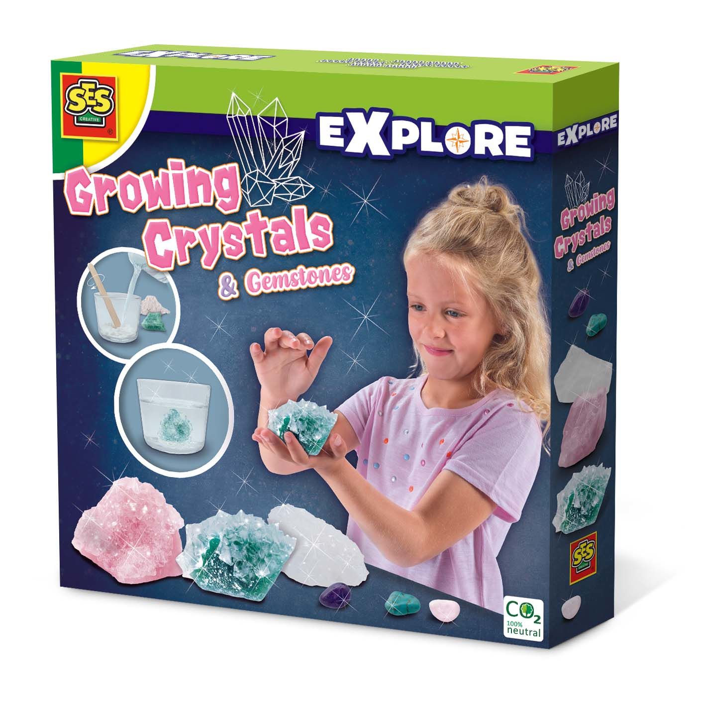 SES Creative Explore Groeiende kristallen en edelstenen - Wetenschapsdoos voor kinderen - 8+ jaar