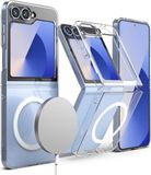 Ringke Fusion Magnetic | Hoesje Geschikt voor Samsung Galaxy Z Flip 6 | Compatibel met MagSafe | Back Cover met Militaire Standaard | Transparant