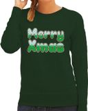 Bellatio Decorations Shoppartners Bv Merry Xmas foute Kerst sweater - Kersttrui - groen - voor dames - kleding - lange mouwen XL