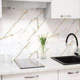 Ambiance Sticker Zelfklevende muurtegelstickers voor keuken en badkamer - 24 Naxos marmeren tegelstickers - 24 stickers 10x10cm