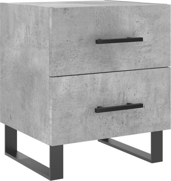 vidaXL Nachtkastje - 40x35x47,5 cm - Bewerkt Hout - Betongrijs