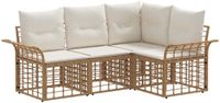 vidaXL - Buiten - bank - set - 4 - st - Natuurlijk - en - Crème - Wit - Polyester