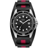 Guess W1051G1 Mannen Horloge Zilverkleurig/Zwart Analoog Quartz 44 mm