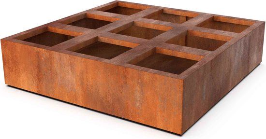 Geroba Belar Cortenstaal Plantenbak - 120x120x30cm - Roestkleur - Met Poten