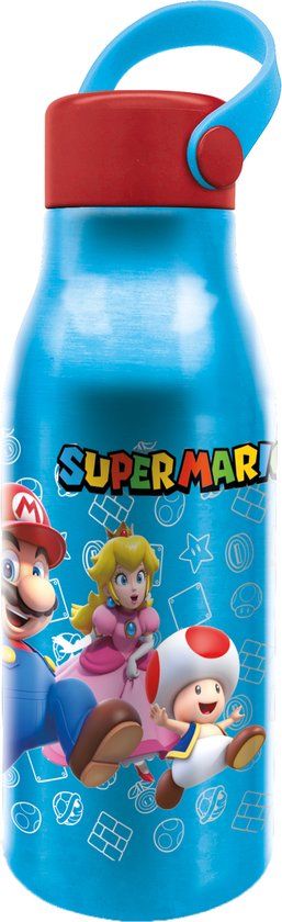 stor Nintendo's Super Mario Aluminium Drinkfles – 760 ml – Lichtblauw/Rood