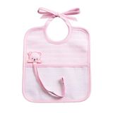 FILET - Slabbetje van zachte 3D-stof met fopspeenhouder en tas van Aida stof, ideaal voor pasgeborenen, 100% Made in Italy, roze en wit