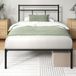 Zinus Elias - Bedframe van metaal, 90 x 190 cm met hoofdeinde, zwart