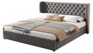 Lit en forme d'oreille - Lit double 180x200 cm - Velours - Coffre de lit hydraulique - Sommier à lattes - Rembourré - Gris