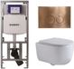 Geberit QeramiQ Dely Swirl Toiletset - 36.3x51.7cm - diepspoel - rimless - Geberit UP320 inbouwreservoir - met Burda frame - slim zitting - koperen bedieningsplaat - ronde knoppen - mat wit