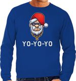 Bellatio Decorations Shoppartners Bv Gangster / rapper Santa foute Kerst sweater / Kerst trui blauw voor heren - Kerstkleding / Christmas outfit L