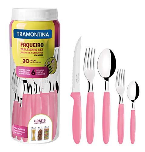 Tramontina 23398-488 IPANEMA bestek roestvrij staal, roze