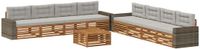 vidaXL - Buiten - bank - set - 8 - zitplekken - Naturel en lichtgrijs - Polyester