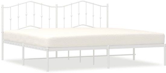 vidaXL Bedframe met hoofdbord metaal wit 193x203 cm