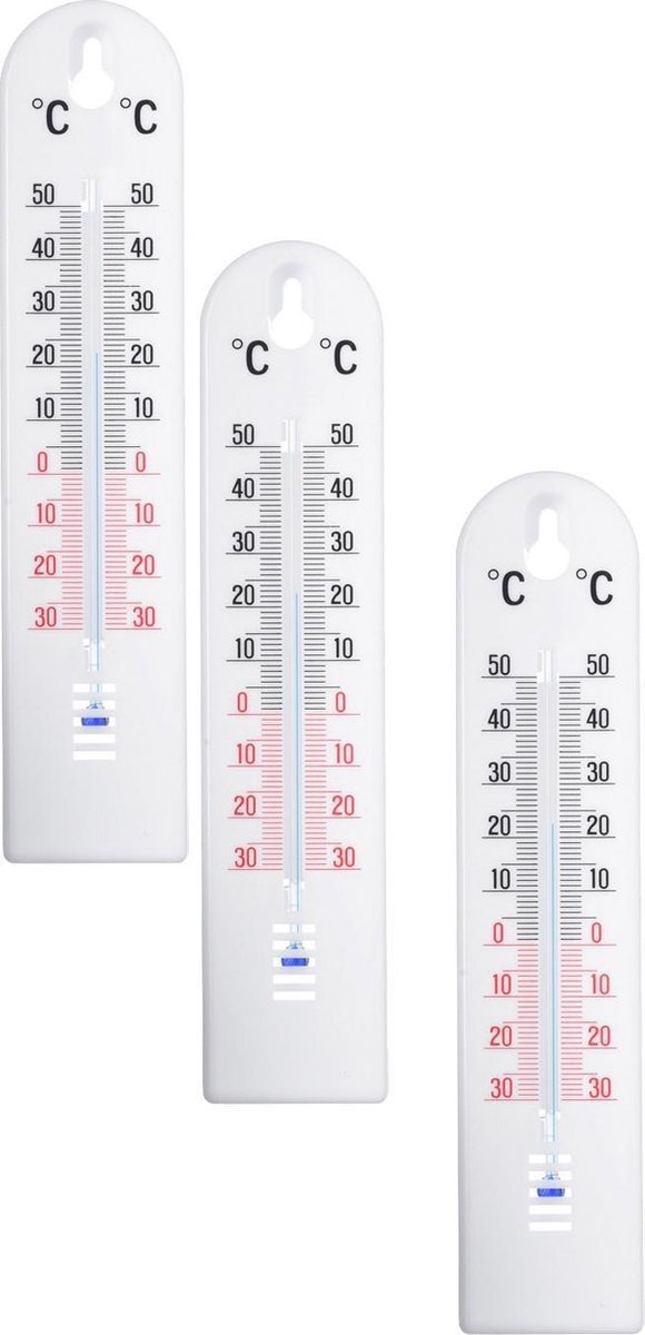 Nature Muurthermometer - Thermometer - 3 x 0.6x4.5x20 cm Wit