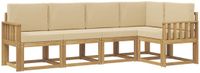 vidaXL - Hoek loungeset - 5 zitplekken - Wit en Beige - Acacia hout