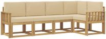 vidaXL - Salon d'angle - 5 places assises - Blanc et Beige - Bois d'acacia