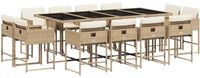 vidaXL 13-delige Tuinset met Kussens Poly Rattan Beige