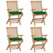 vidaXL Fauteuils de jardin 6 pièces avec coussins verts teck massif