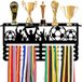 Porte-médailles avec 16 crochets - Mur de médailles - Présentoir à trophées - Fixation murale - Thème sportif - 40x20 cm / 15,7x7,8 pouces - Présentation de médailles