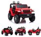 Jeep Voiture électrique pour enfant - "Jeep Wrangler Rubicon" - sous licence - batterie 12V 10AH + 4 moteurs + 2.4GHz + siège en cuir + matériau EVA - Rouge