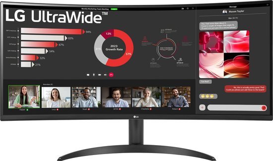 LG 34WR50QK-B - QHD Curved Ultrawide Monitor - 100hz - 34 inch