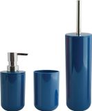 MSV Badkameraccessoire Moods - toiletborstel in houder - beker - zeeppompje - donkerblauw - kunststof