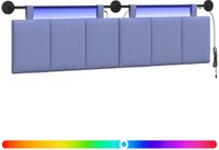 vidaXL Hangend hoofdbord Met LED-verlichting Jeans Blauw Stof