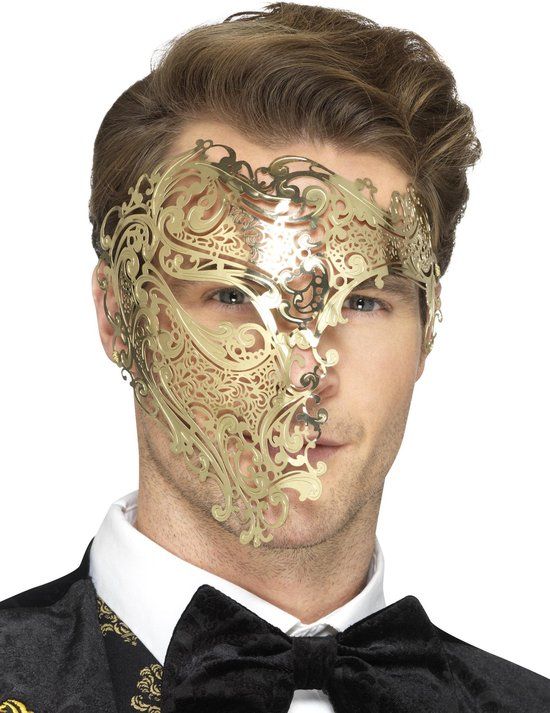 Generik Goudkleurig Half Masker voor Volwassenen - Halloween - Metaal